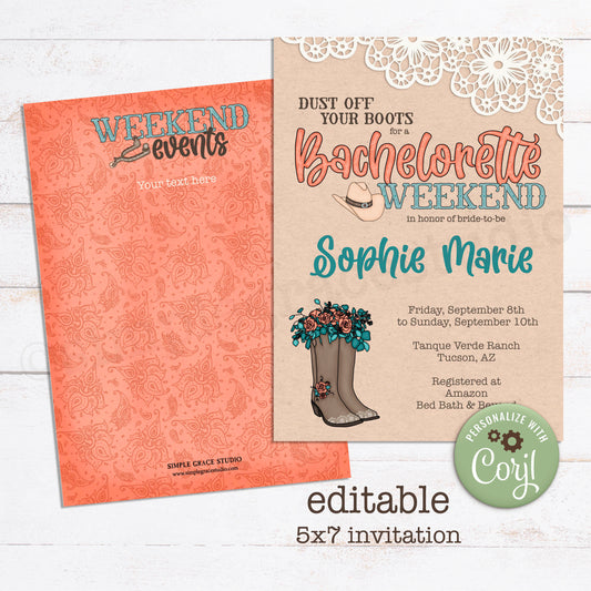 Western Bachelorette Party Invitation