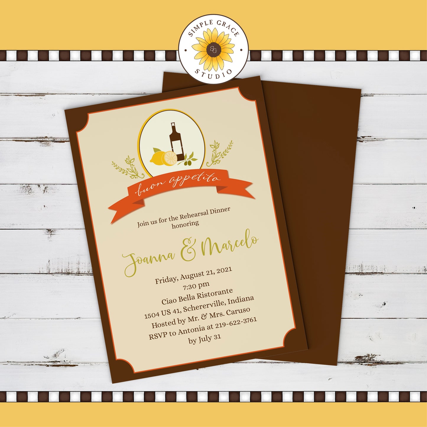 Italian Rehearsal Dinner Invitation