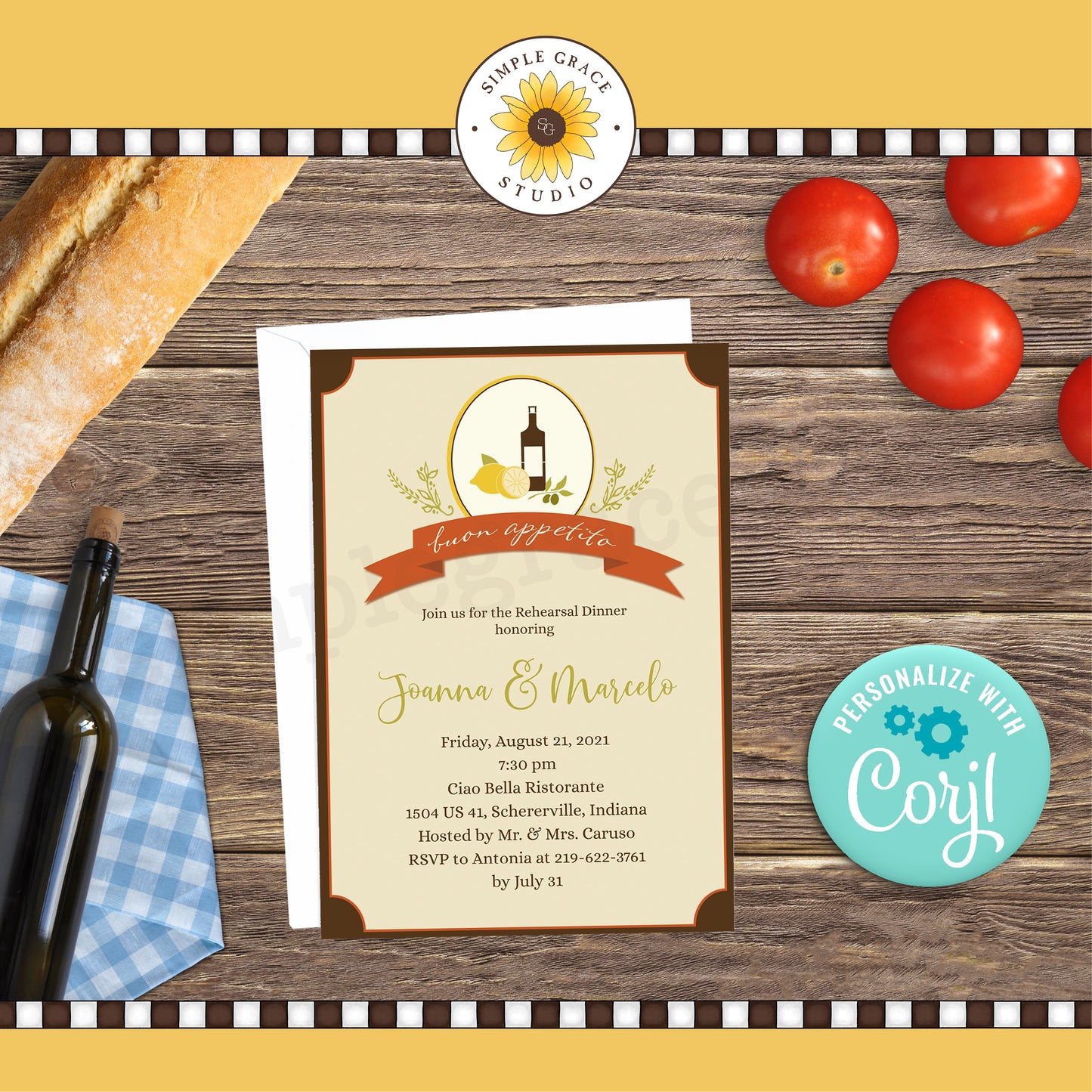 Italian Rehearsal Dinner Invitation