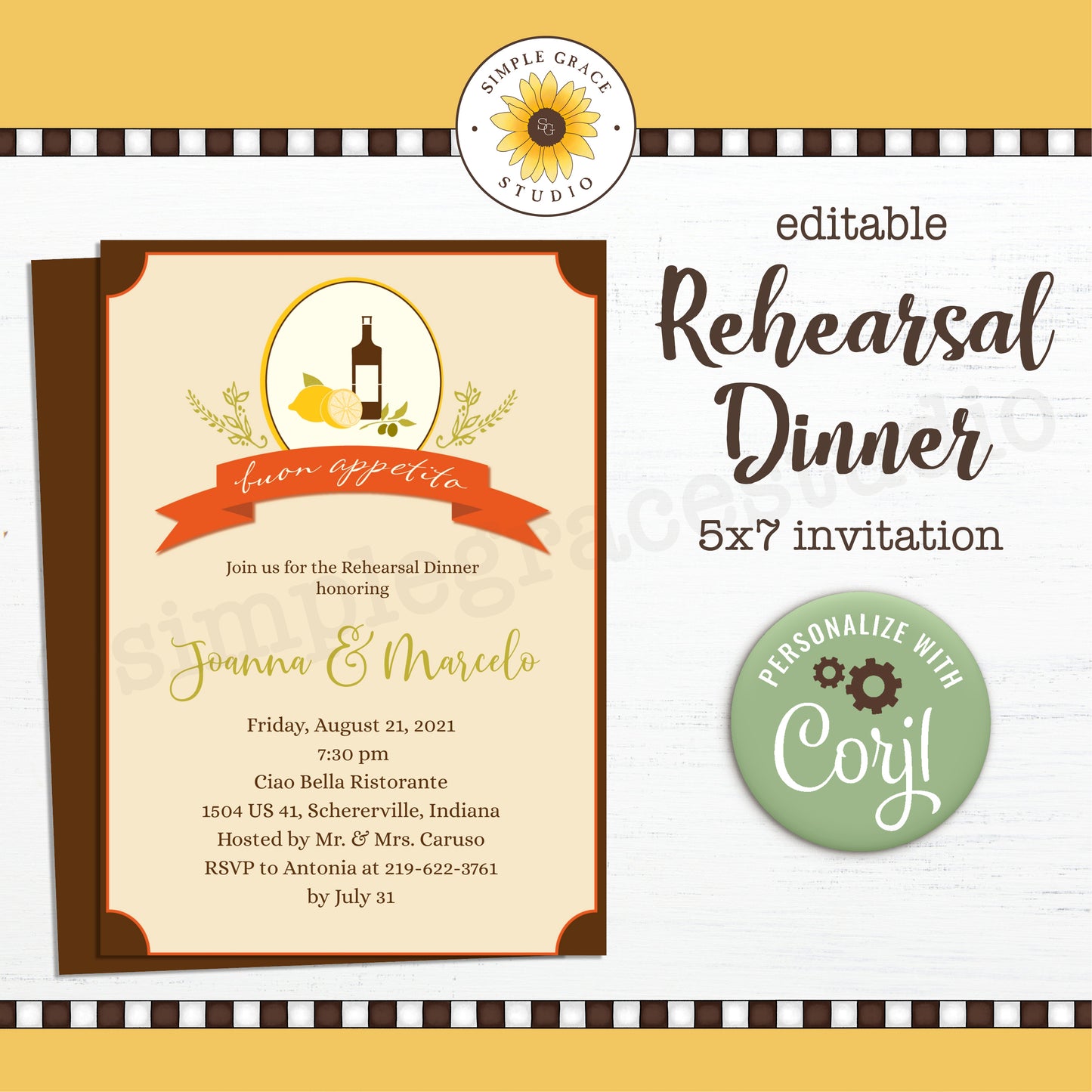 Italian Rehearsal Dinner Invitation