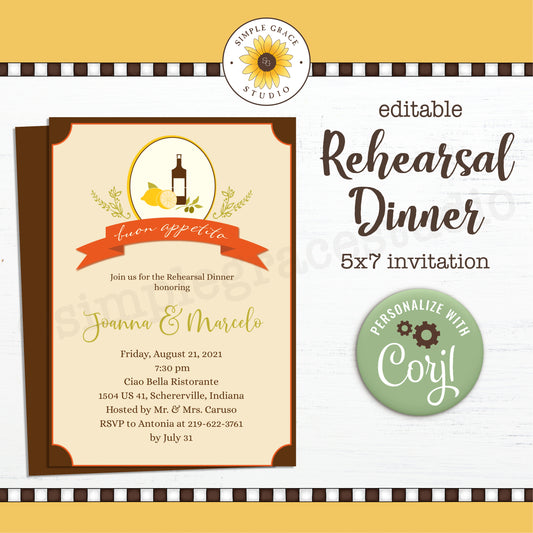 Italian Rehearsal Dinner Invitation
