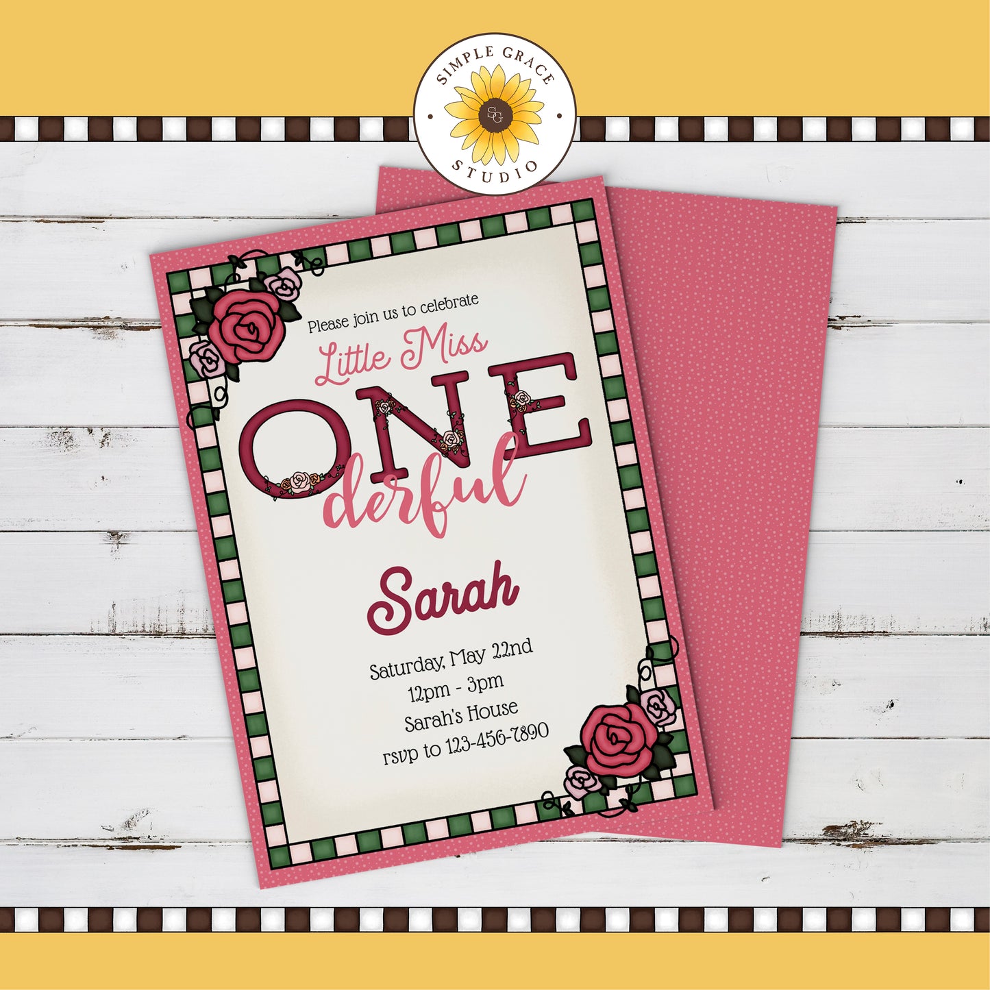 Girl First Birthday Invitation