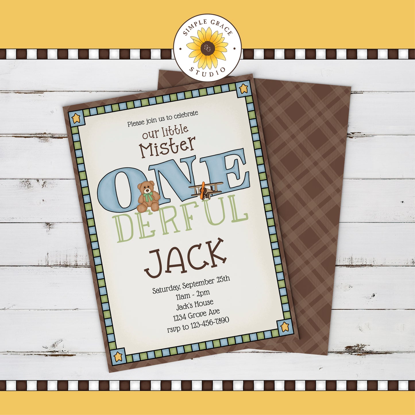 Boy First Birthday Invitation