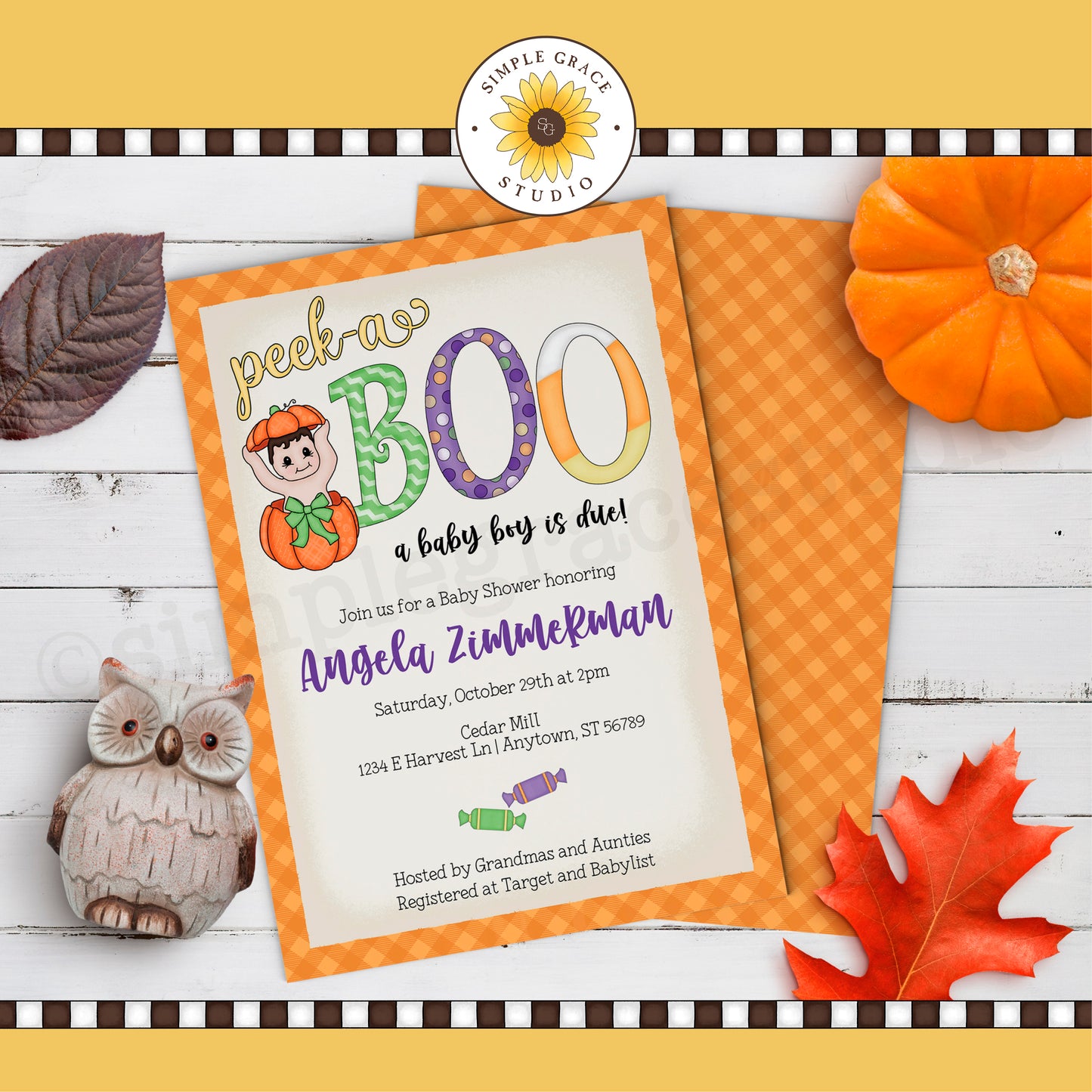 Peek-a-BOO Baby Shower Invitation