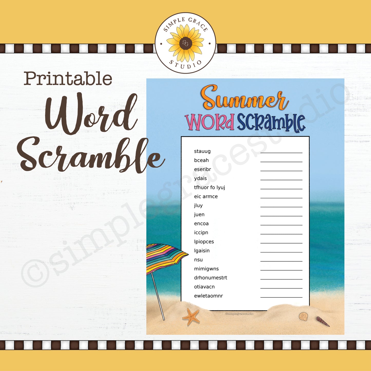 Summer Word Scramble