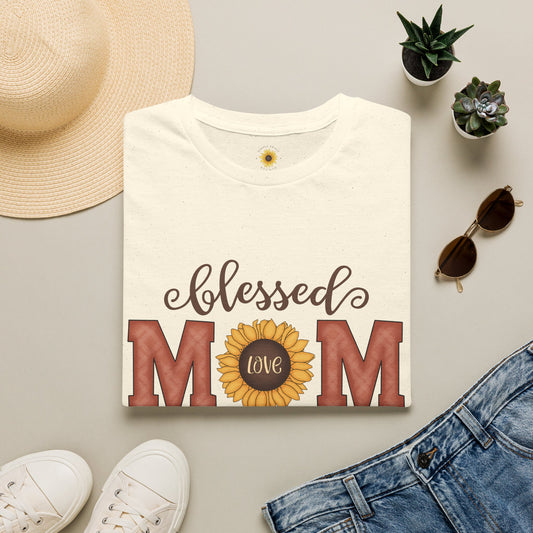 Mom T-Shirt — "Blessed Mom" Sunflower Love Graphic Tee