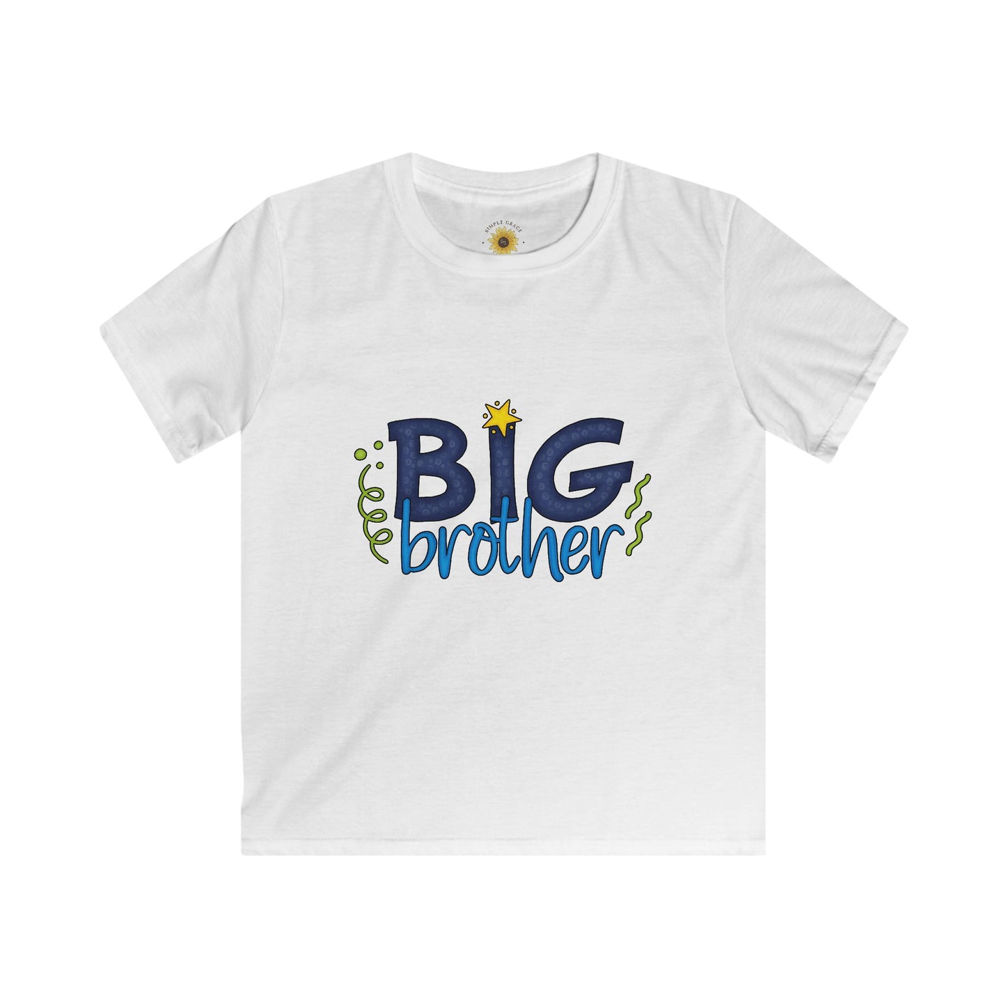 Big Brother Kids Tee — Blue Star Sibling Announcement Shirt