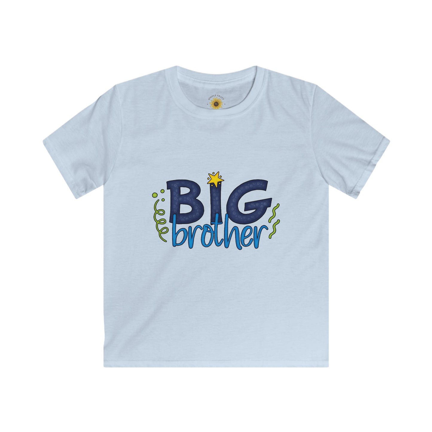 Big Brother Kids Tee — Blue Star Sibling Announcement Shirt