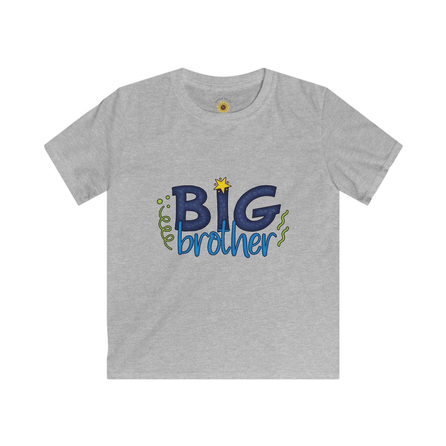 Big Brother Kids Tee — Blue Star Sibling Announcement Shirt
