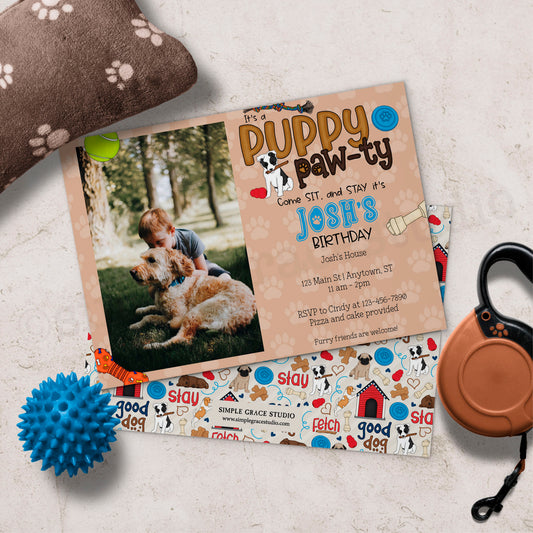 Puppy Party Photo Invitation