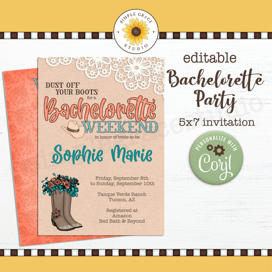 Western Bachelorette Party Invitation