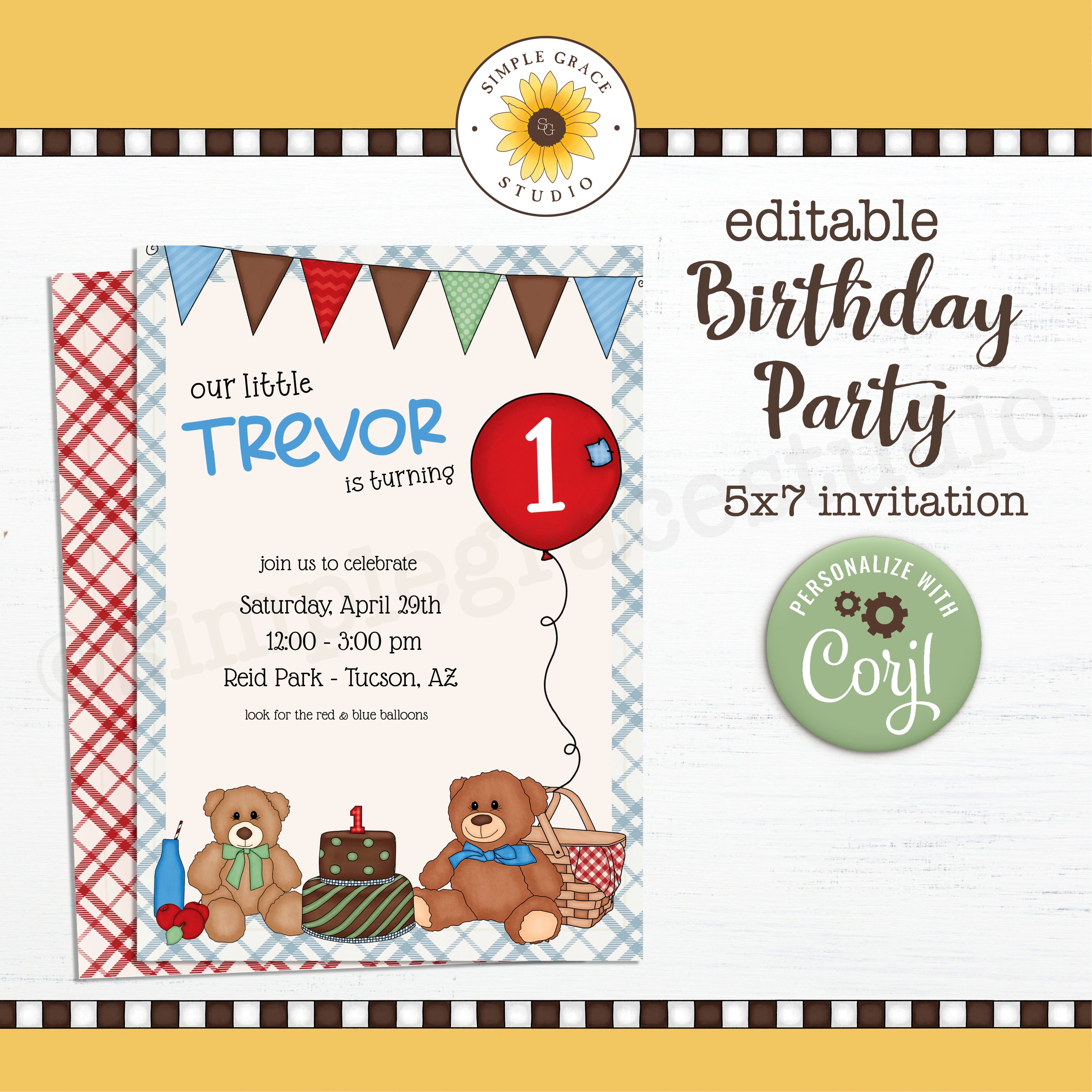 Teddy Bear Picnic Invitation – SimpleGraceStudio