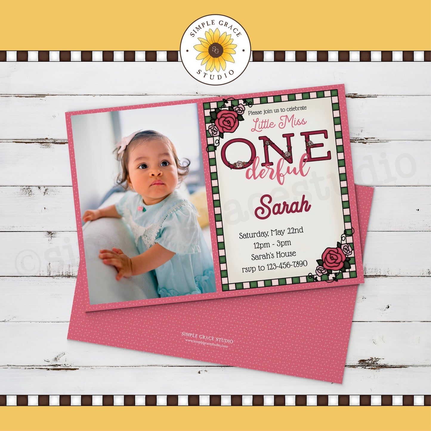 Girl First Birthday Invitation