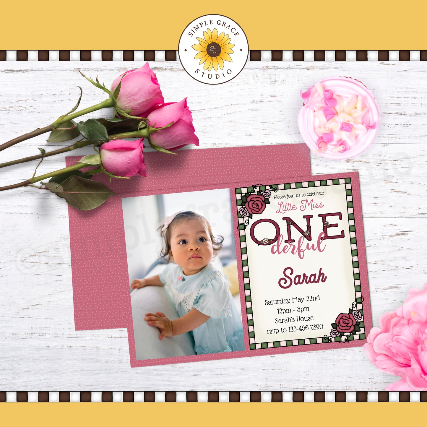 Girl First Birthday Invitation