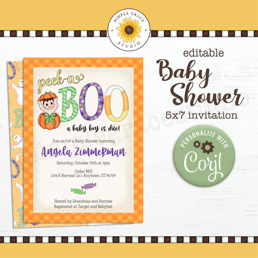 Peek-a-BOO Baby Shower Invitation