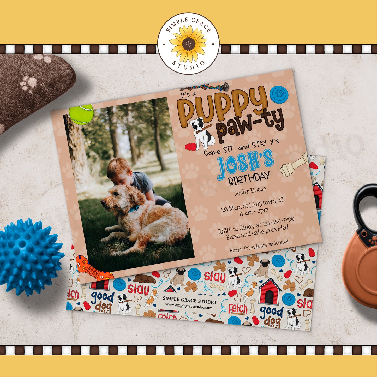 Puppy Party Photo Invitation